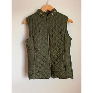 Sherpa Lined Olive Puffer Vest